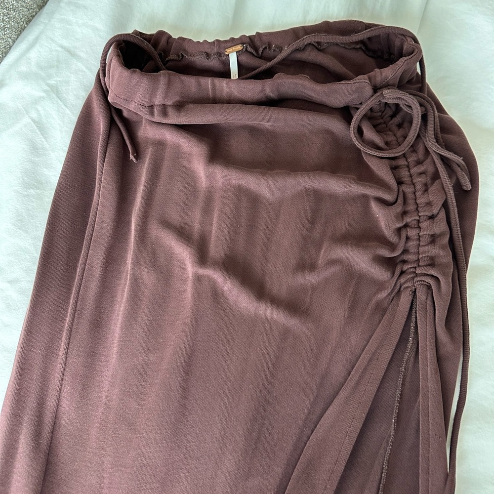 Free people chocolate brown midi skirt with high slit